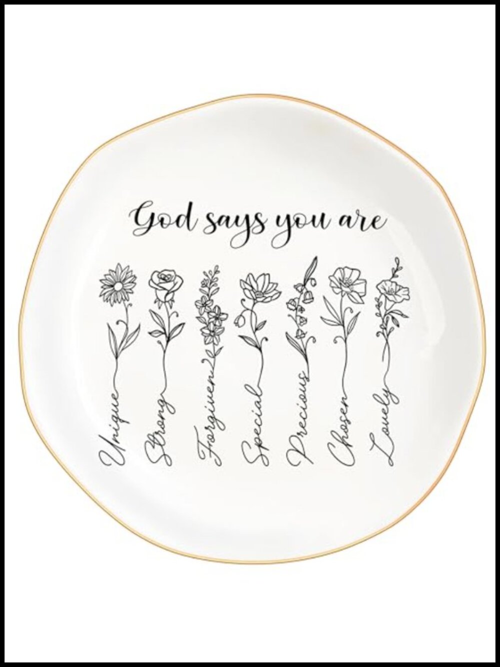 MQPPKJ Ceramic Round Jewelry Dish Trinket Tray Floral Bible Verse Christian